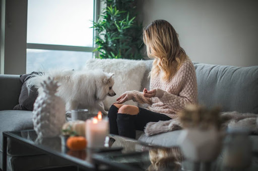 Woman spending time at home